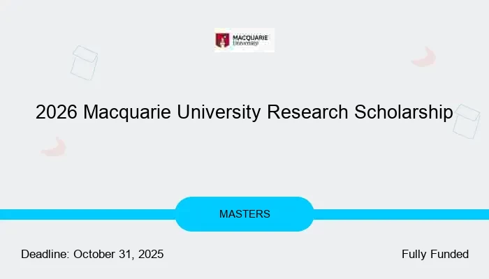 Road to Research Scholarship – Macquarie University (Australia) 2026