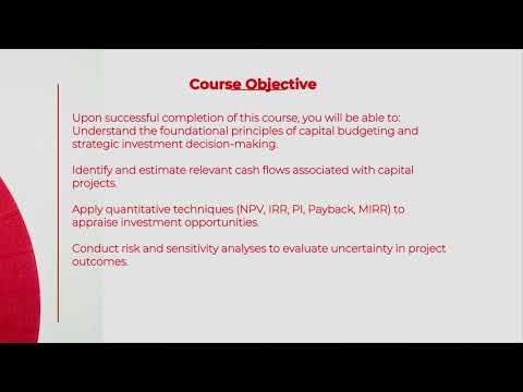 CAPITAL BUDGETING AND INVESTMENT ANALYSIS